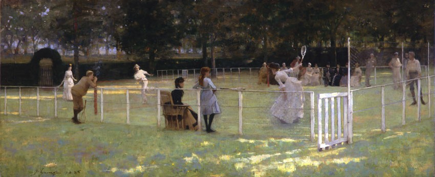 SIR JOHN LAVERY - Tennisparty, Öl/Lwd., 76,2 x 183 cm, 1885, Geschenk Sir James Murray 1926 © Aberdeen Art Gallery & Museums Collections Abb. via kunsthalle-bremen.de