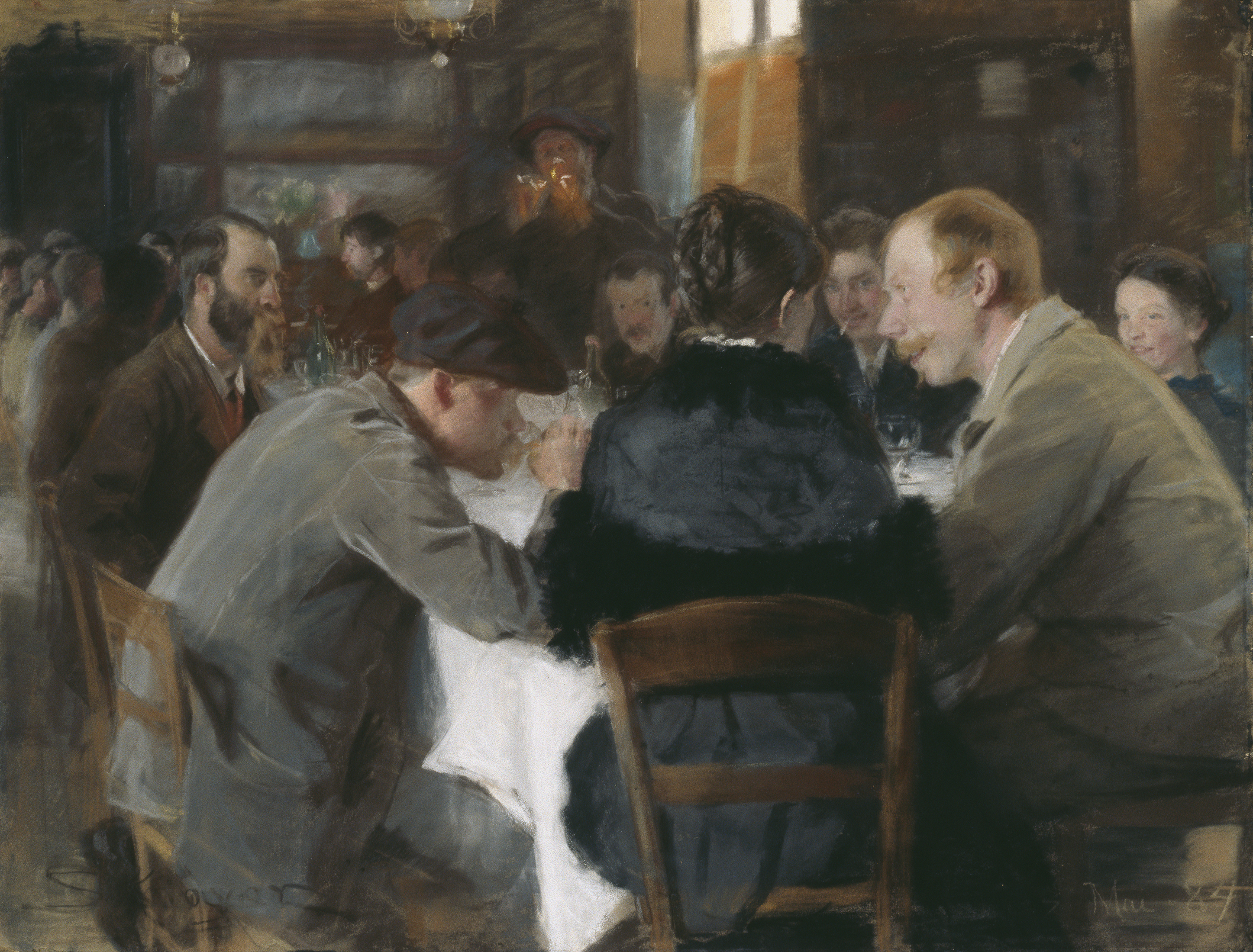 Peder Severin Krøyer, Konstnärsfrukost, 1884. Pastell på papper. Foto: Prins Eugens Waldemarsudde.