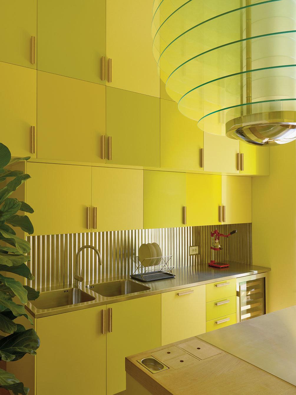 A nautical bathroom that leads to the indoor pool, Studio Luca Guadagnino. Photo: Henry Bourne