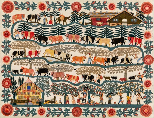 LOUIS DAVID SAUGY (Gérignoz 1871 - 1953 Rougemont) - Herbstzeit, Scherenschnitt u. Collage, signiert