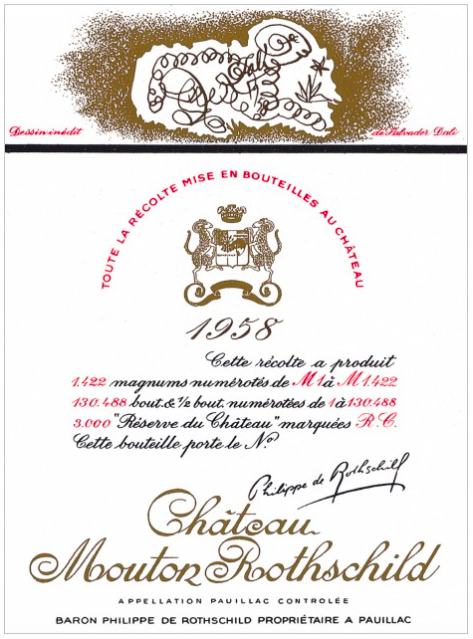 Salvador Dalí pour Mouton-Rothschild, 1958, image ©Mouton-Rothschild