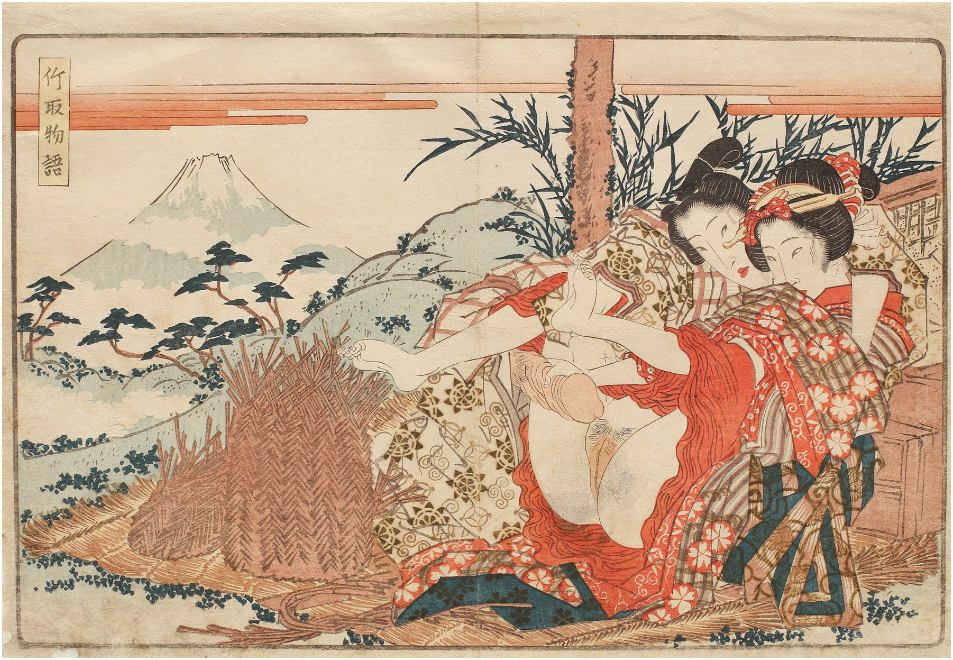 KEISAI EISEN - Shuna with Mount Fuji in the background, Taketori Monogatari series (The Tale of the Bamboo Reaper) Nichiki-e technique On sale at Artmark