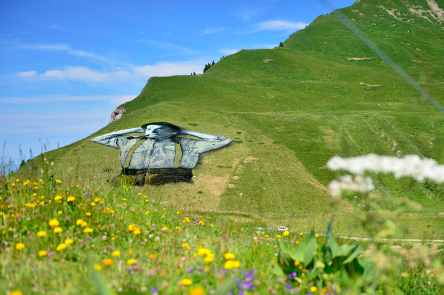 L'oeuvre de Saype finalisée à voir à Leysin (Suisse) Image: Chantal Dervey
