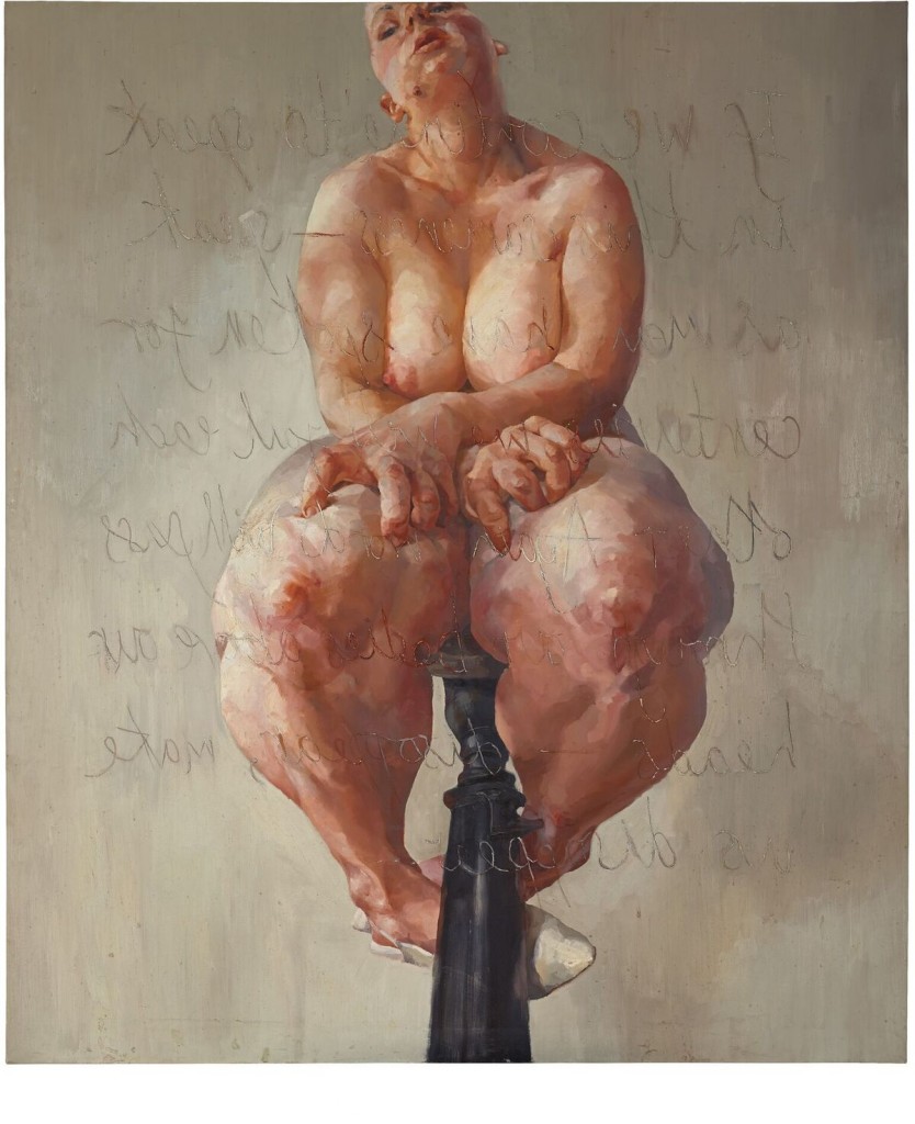 Jenny Saville, "Propped", olio su tela, 1992. Courtesy of Sotheby's