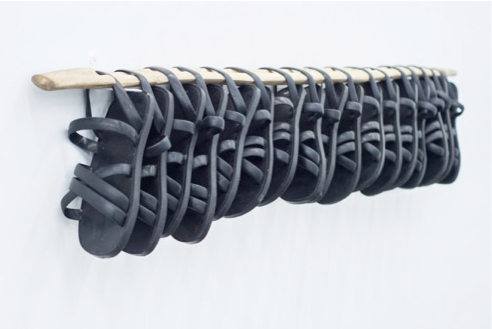 Stake and Skewer 2015, Bamboo, rubber sandalsImage: Art Stage Singapore
