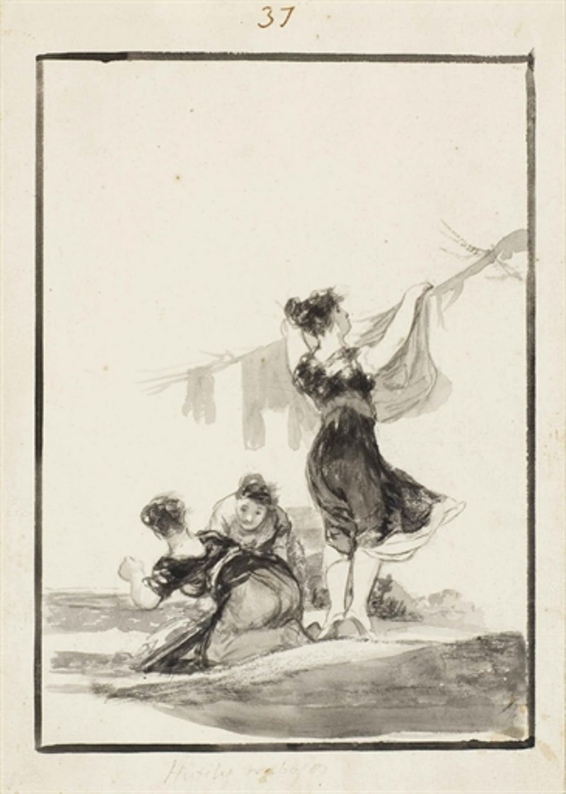 Fransisco Goya, « Hutiles Trabajos », dessin à l'encre appartenant à « Album E », numéroté 37, image via Christie's