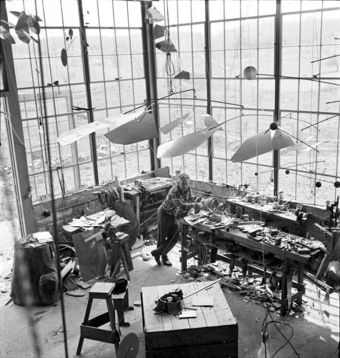 Alexander Calder in his Roxbury studio, 1941 Image via Tate Modern