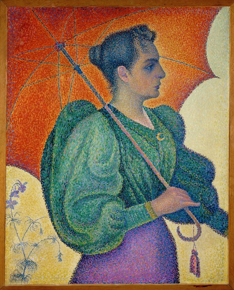 Paul Signac, Femme à l’ombrelle, 1893, (Portrait de Berthes Roblès), image © Musée d’Orsay
