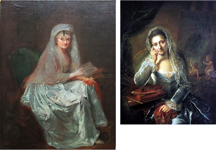 Links: Anna Dorothea Therbusch, Selbstportrait, 1782 Rechts: Anna Rosina Gasc, Selbstportrait, 1767