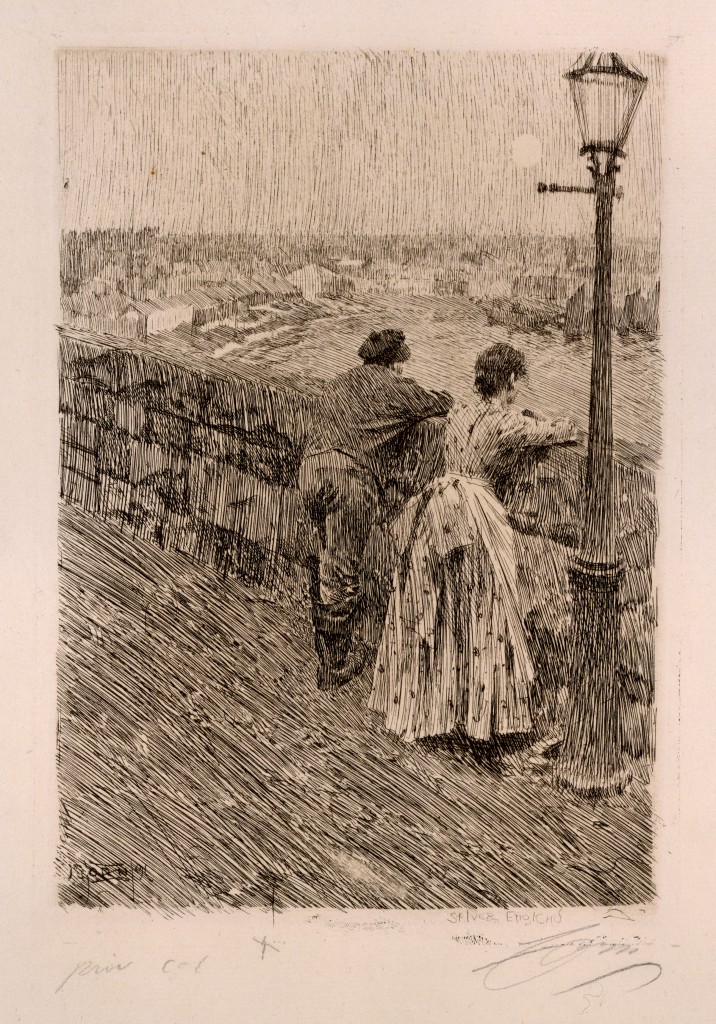 Etsning efter målningen Fiskare i St. Ives. Bild: Zornmuseet.