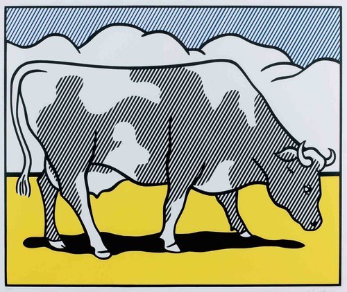 Roy Lichtenstein, « Cows Going Abstract », 1980, lithographie, image ©Alyes Auctions