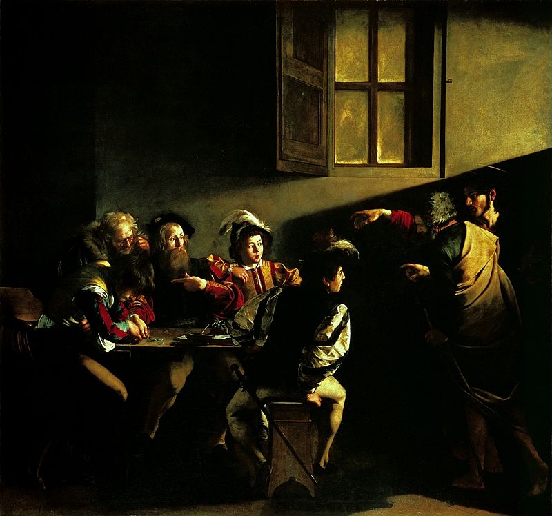 Caravaggio (1571 Mailand - 1610 Porto Ercole) - Die Berufung des Heiligen Matthäus, 1599/1600 | Abb. via Wikipedia