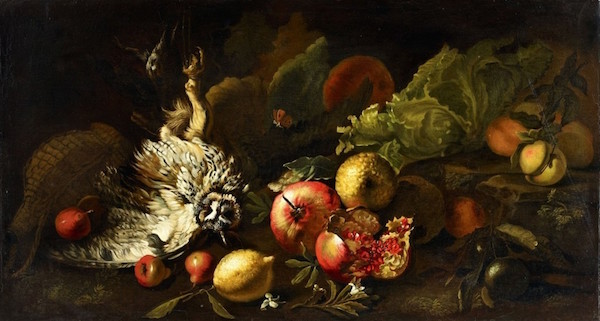 Simone del Tintore (1630 Lucca - 1708 Lucca), stilleben. Olja, 70 x 129 cm.