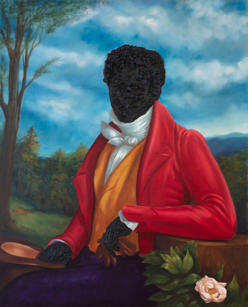 Titus Kaphar, Portrait in Tar, år 2016. Foto: Skissernas Museum.