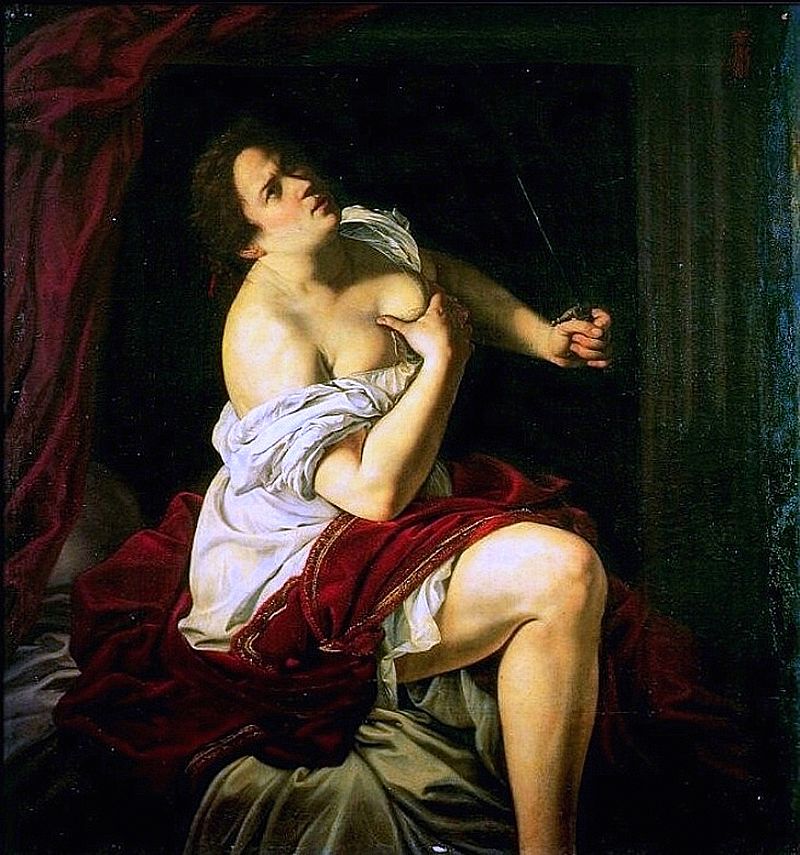Artemisia Gentileschi, une autre représentation de la figure mythologique Lucrèce, 1620 - 1621, image via Wikipedia