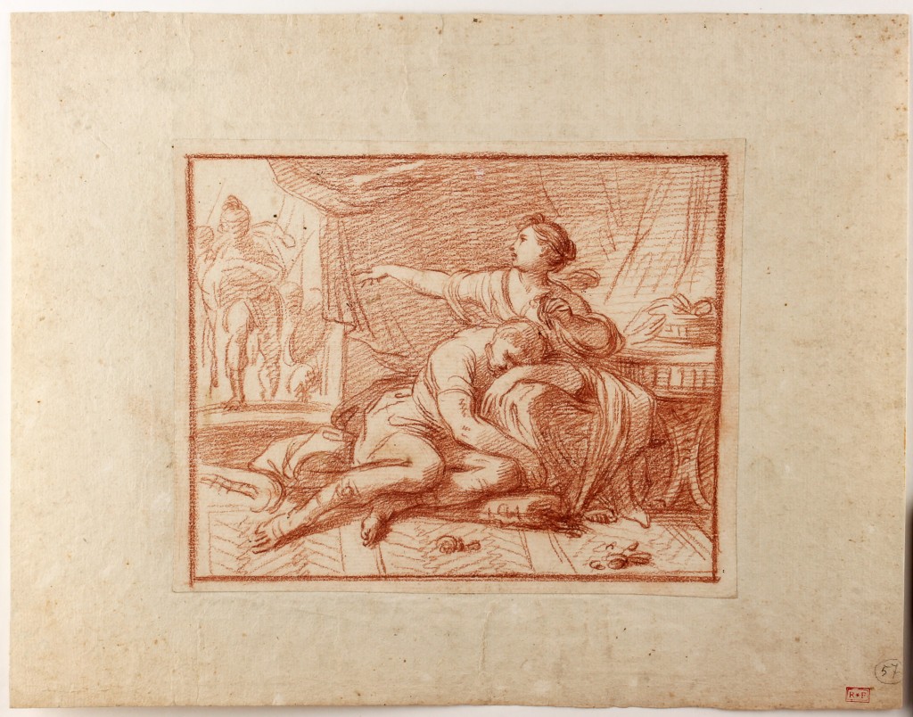 LUIGI GARZI (1638 Pistoia - 1721 Rom) - Samson und Delila, rote Kreide/Papier, 185x230 cm Preis: 1.500 EUR