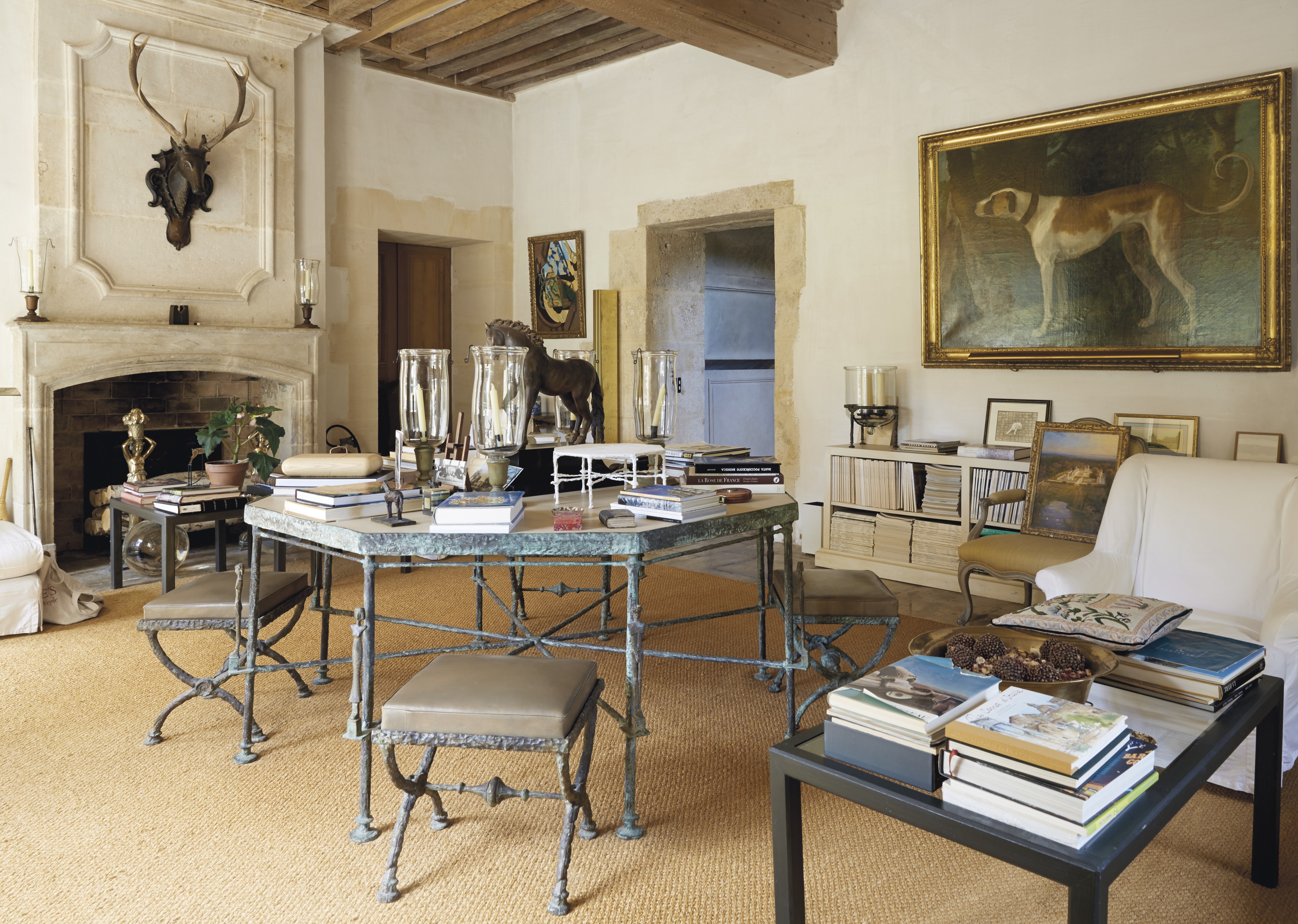 A Giacometti stag above the mantle at Givenchy's Chateau du Jonchet. Image: Art Market Monitor