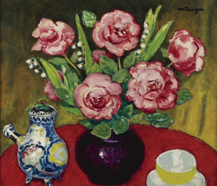 Kees van Dongen Nature morte aux roses et aux muguets Adjugé 328 000 € chez Sotheby's le 9 mai 2005