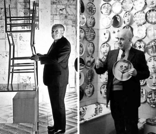 Gauche : Gio Ponti / Droite : Piero Fornasetti