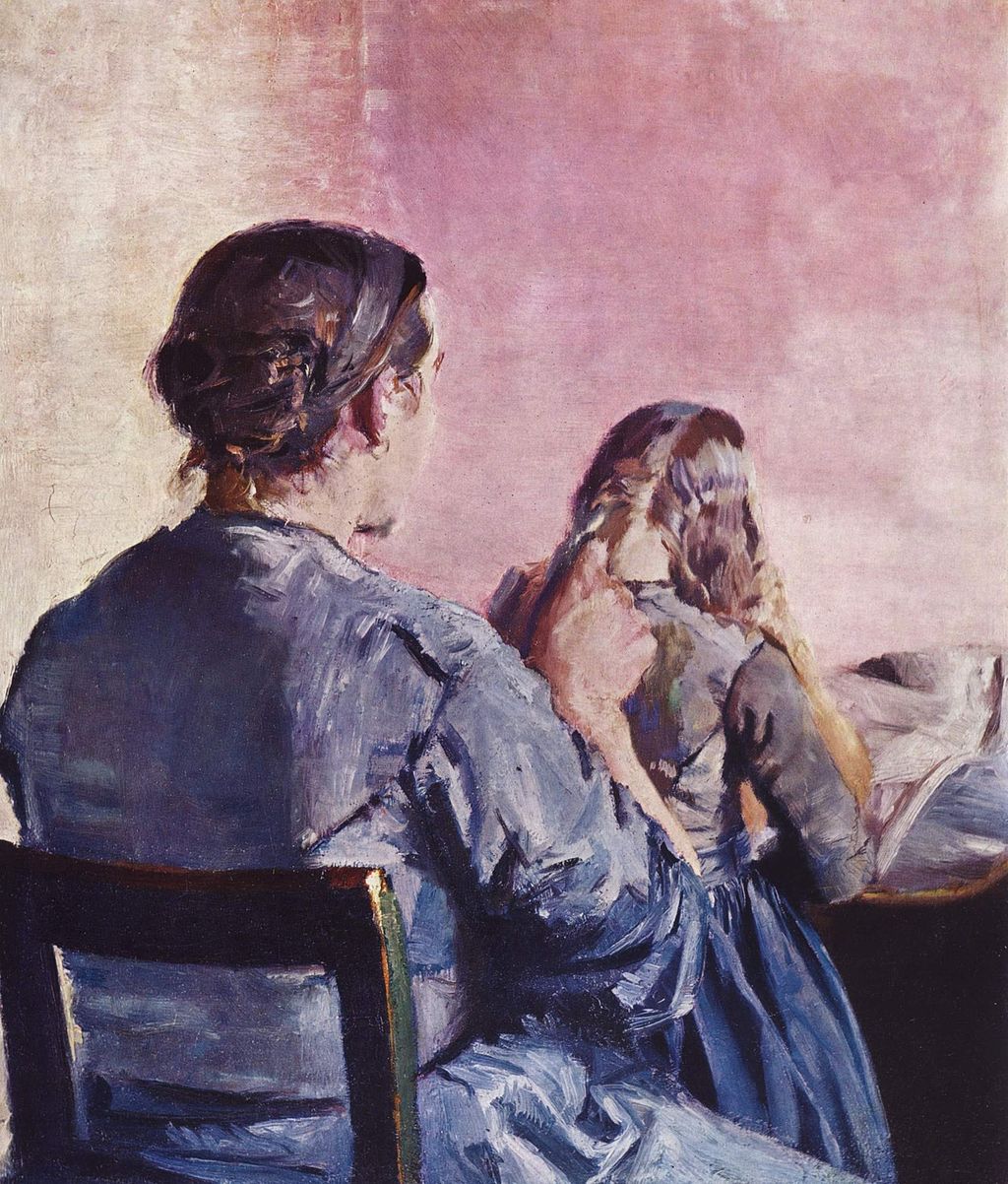 Christian Krohg, Håret flettes, år 1882. Foto via Wikipedia.