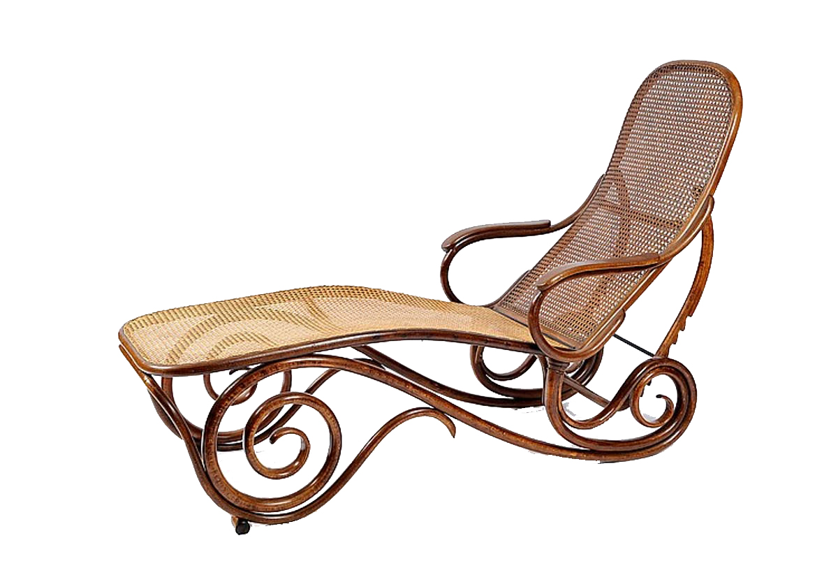 THONET. Chaise longue – Tumbona en hierro y haya.