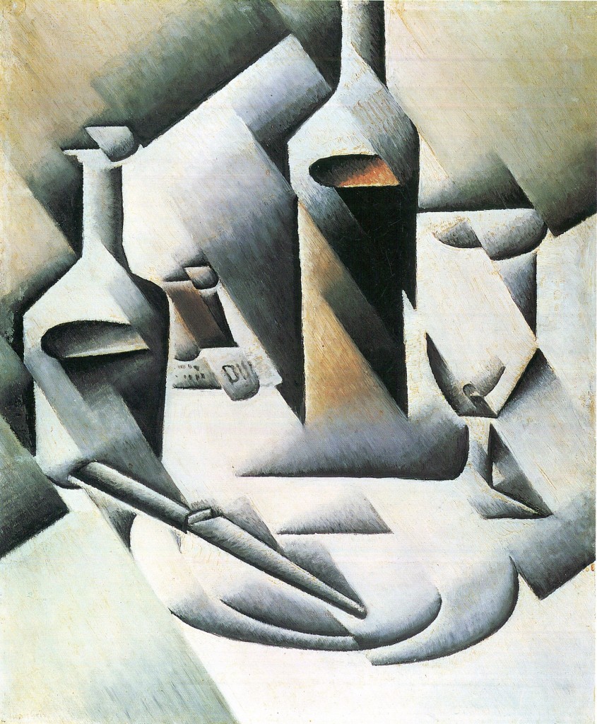JUAN GRIS. Bodegón con botellas y cuchillos (1912). Imagen vía: Museo Kröller-Müller (Otterlo)