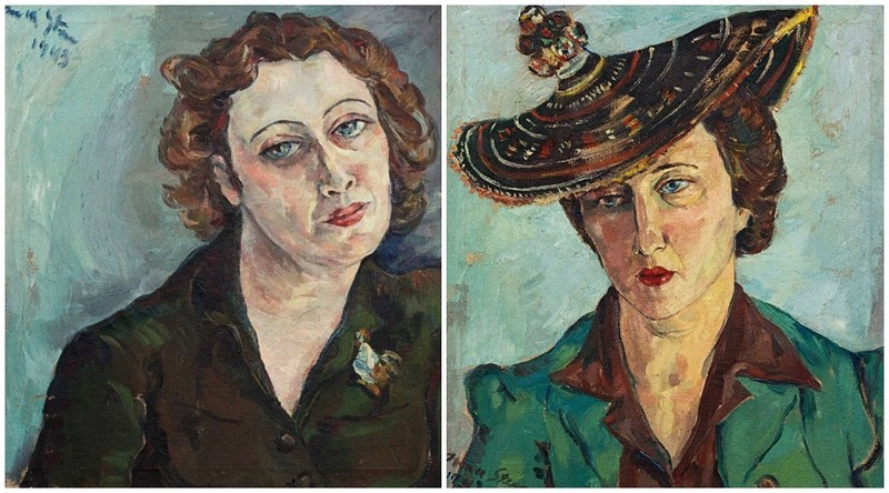 Gauche : Irma Stern, « Freda in Khaki Dress », 1943, vendu 2017 pour 216 000 euros, image via Strauss & Co. / Droite : Irma Stern, « Portrait of Freda Feldman in Basuto Hat », vendu en 2016 pour 323 000 euros, image via BusinessLIVE