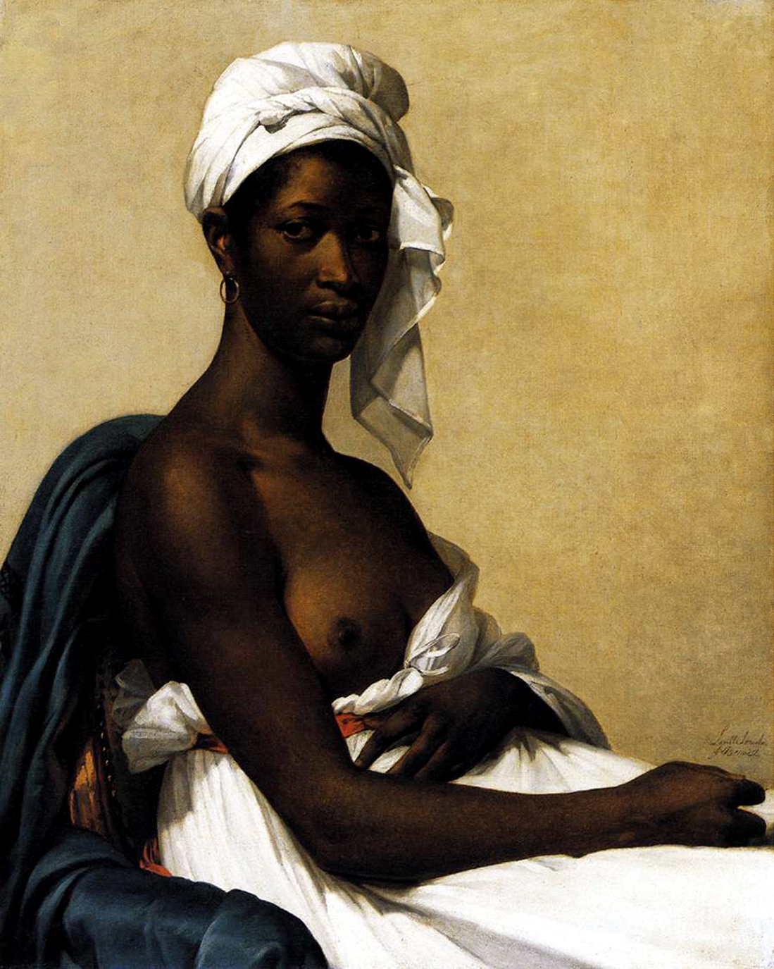 Marie-Guillemine Benoist, Portrait d'une femme noire, aussi connue sous le nom de Portrait de Madeleine, 1800, musée du Louvre, image via Wikiwand
