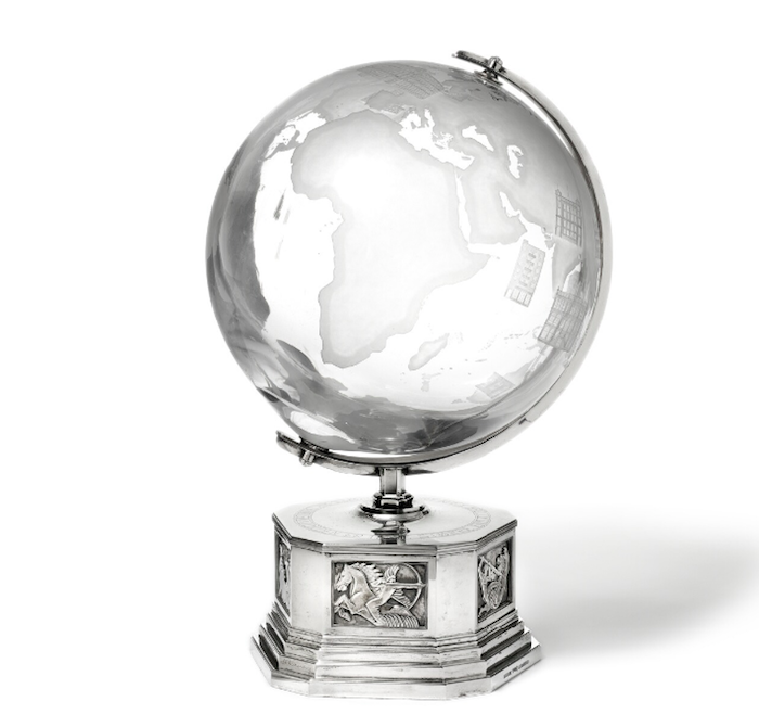 Engraved globe: "The earth is no bigger than it can be spared by the thought." / "Thanks for generous assistance in memorable travel around 1951-1952, M. Wallenberg "/ (" With gratitude for generous support on a memorable trip around the globe 1951-1952, M. Wallenberg ")