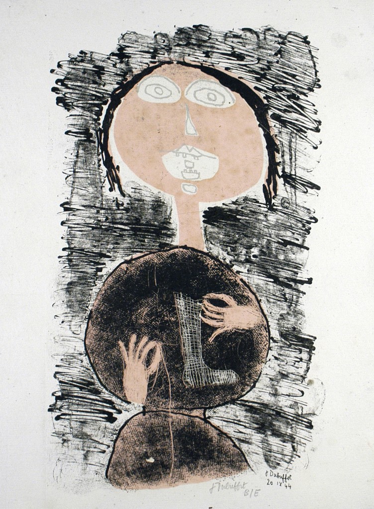 Jean Dubuffet Raccommodeuse de chaussettes (W21) Matière et Mémoire, 1944 Lithographie en 2 couleurs Courtesy baudoin lebon