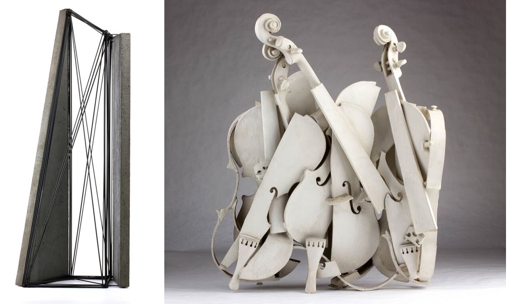 Links: GIUSEPPE UNCINI (Fabriano 1929 – Trevi 2008) - Spazi di ferro n.35, Eisen und Zement, 1989 Rechts: ARMAN FERNANDEZ (Nizza 1928 – New York 2005) - Colère blanche, Skulptur, nummeriert, 83/150, 1988