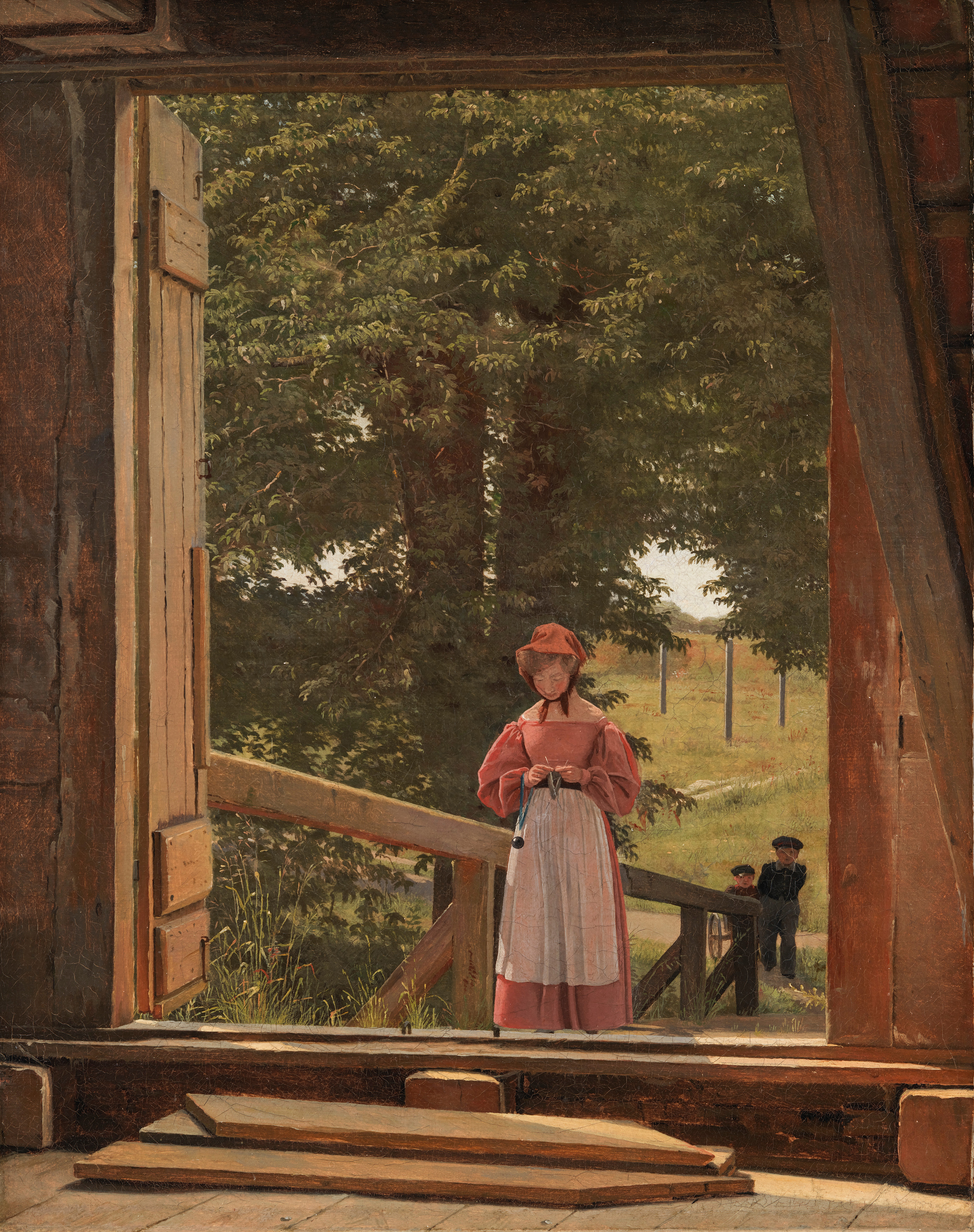 Christen Købke, "Utsikt från loftet på kornmagasinet vid bageriet i Kastellet, Köpenhamn", 1831. Olja på duk. SMK, Statens Museum for Kunst.