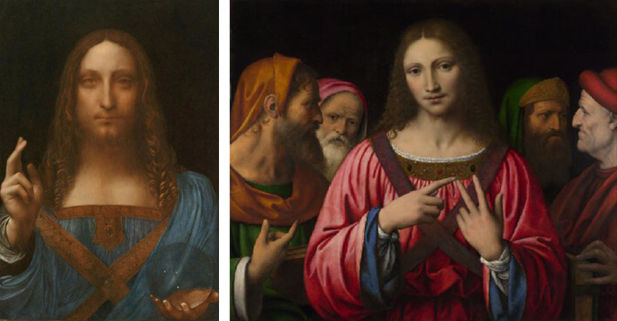 Comparaison du « Salvator Mundi » et du « Christ among the Doctors », vers 1515-30, par Bernardo Luini, image ©The National Gallery
