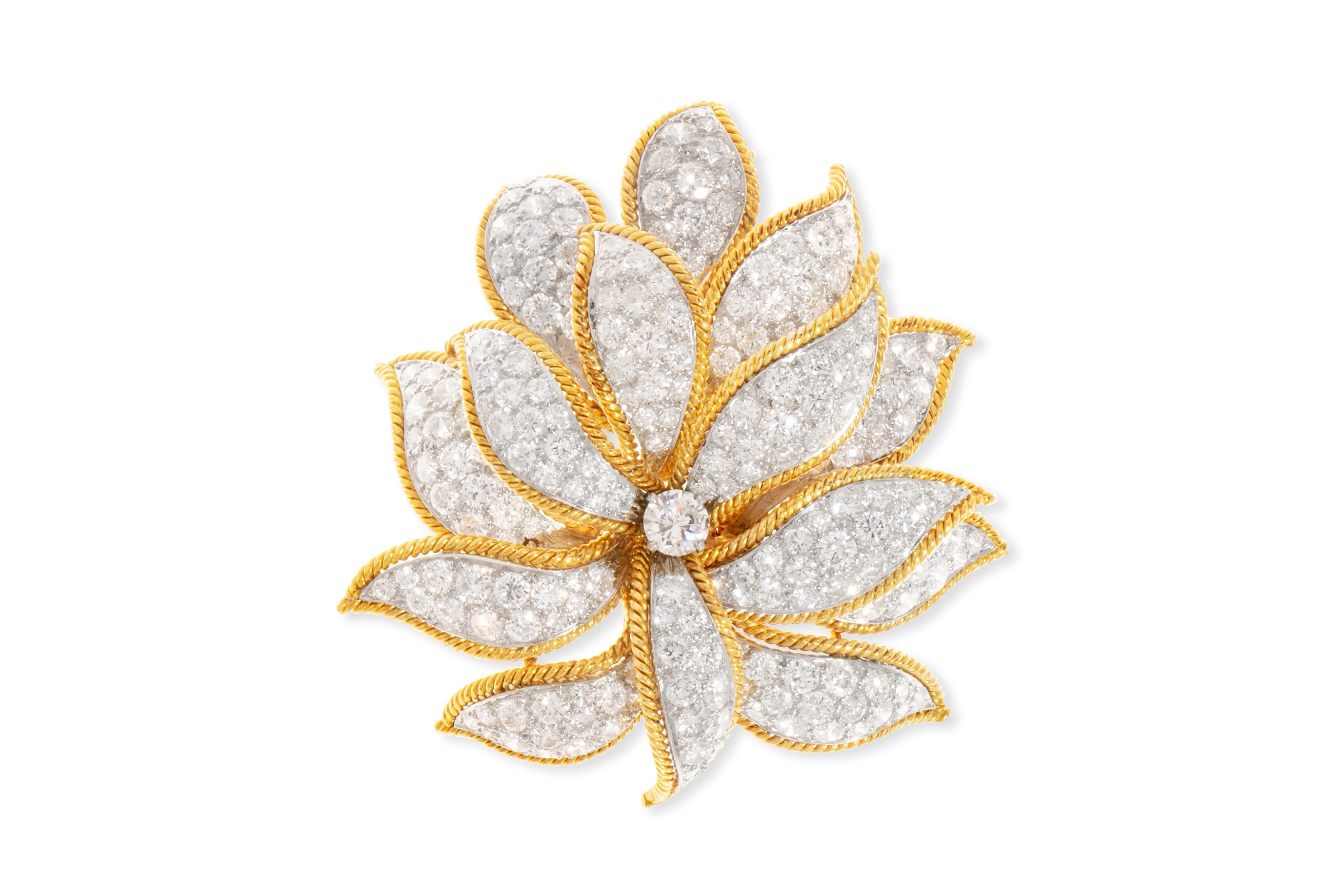 Fine jewelry will be led by pieces from iconic American jeweler David Webb, including a bold diamond and platinum foliate brooch (est. $10,000-15,000).