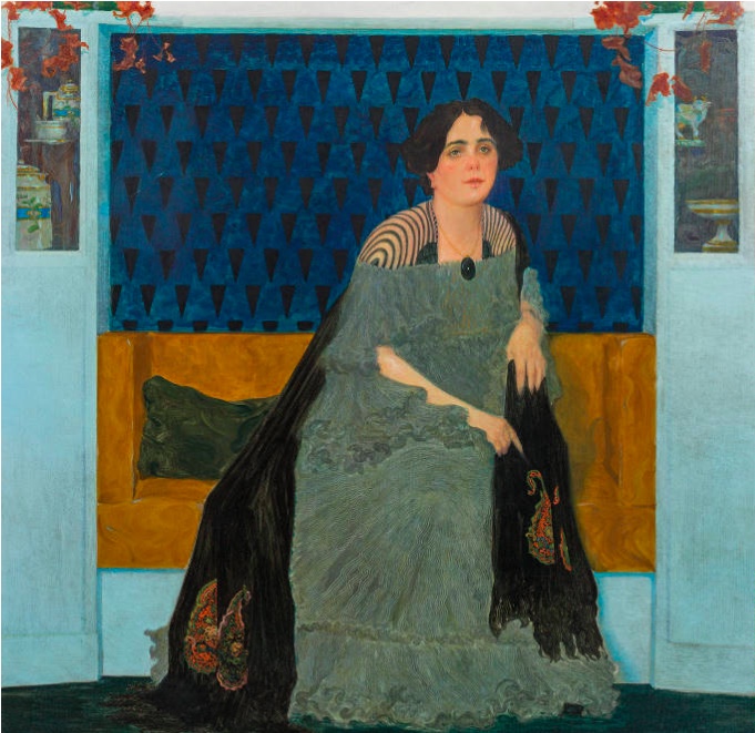 LEOPOLD BLAUENSTEINER (1880 Wien 1947) - Bildnis der Frau F. B., Öl/Lwd., signiert und datiert, 1908