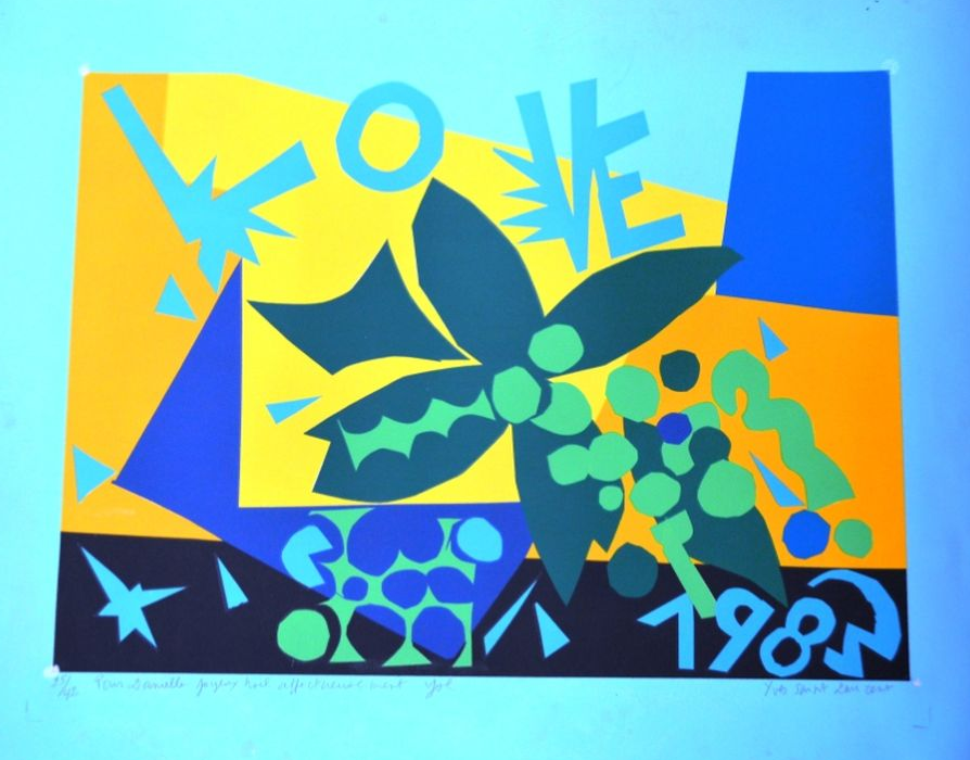 Yves SAINT-LAURENT (1936 - 2008) "LOVE" Lithographie de 1983, signée en bas ‡ droite Pays de Fayence