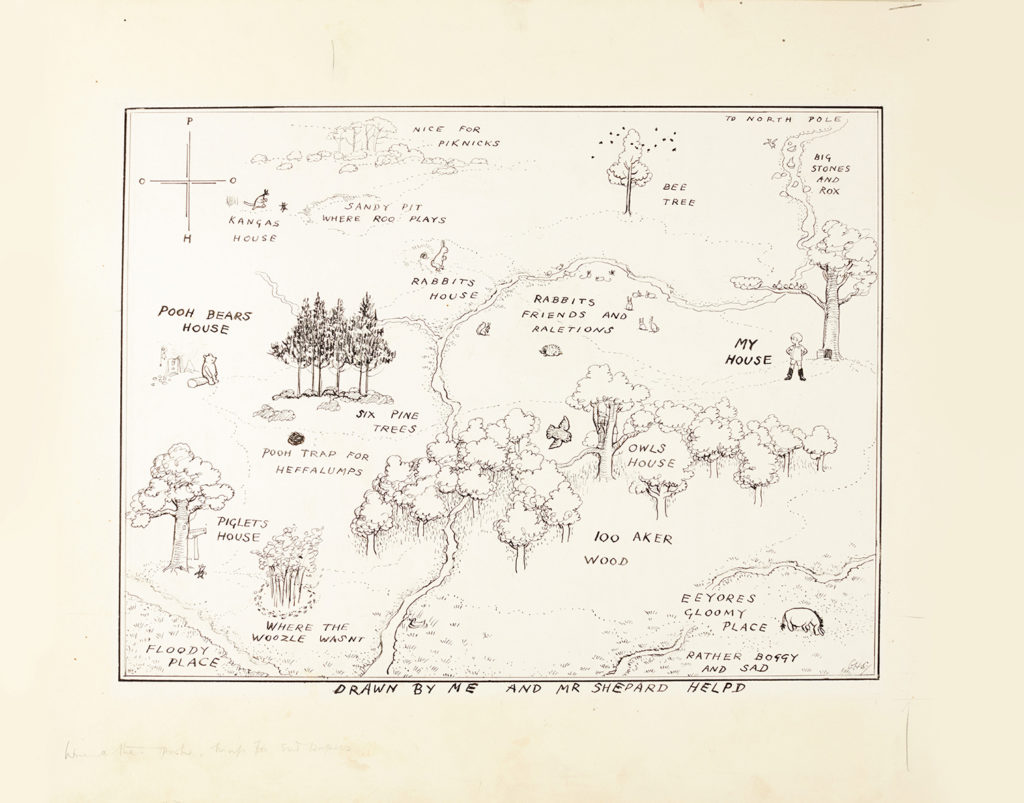 Carte originale « The Hundred Acre Wood » par Shepard, image ©Sotheby's