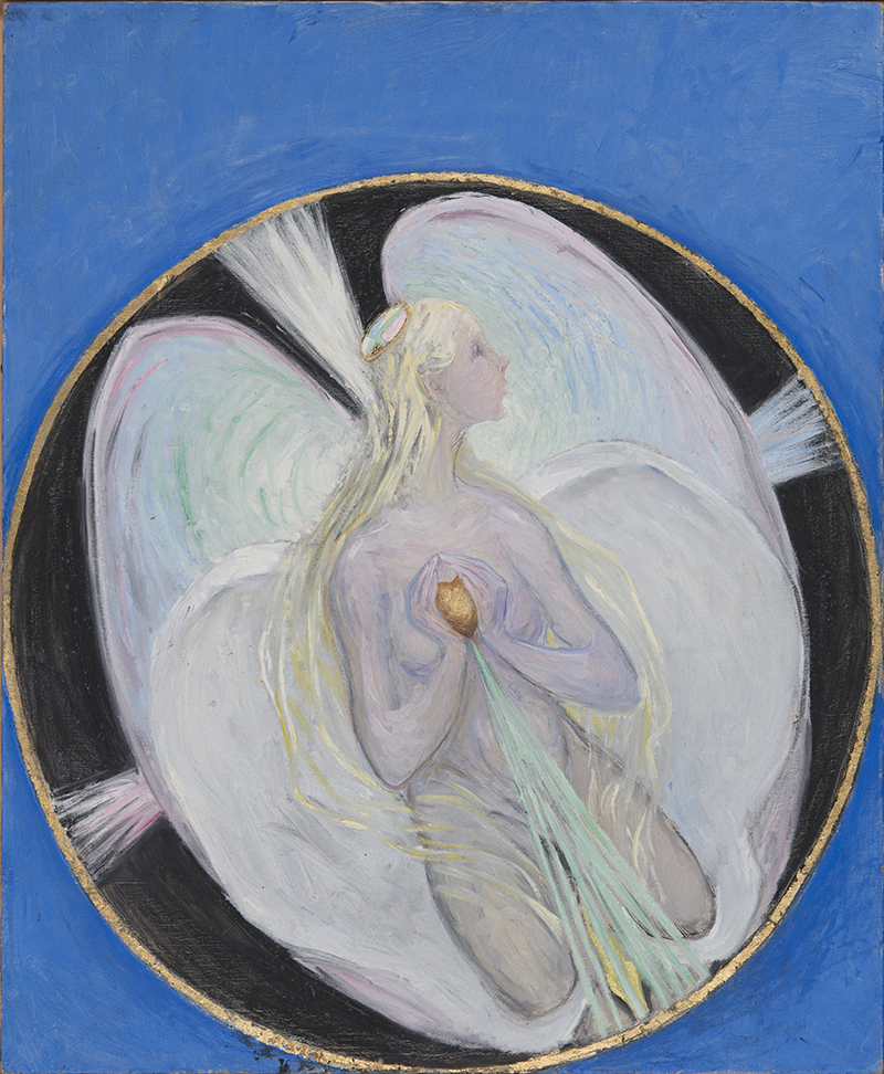 HaK193, Mänsklig kyskhet, Altarbilder, 1915. 46x30cm, tempera and oil on canvas. © The Hilma af Klint Foundation, Photo: Moderna Museet, Stockholm