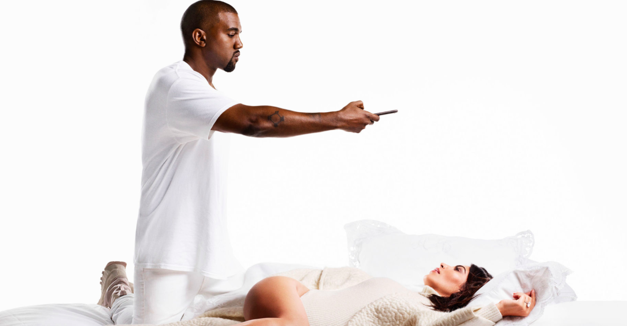 Kanye West and wife Kim Kardashian West photographed by Karl Lagerfeld for an interview with Harper's Bazaar. Image: Harper's Bazaar