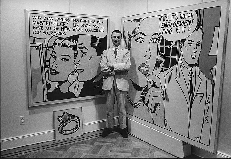 Roy Lichtenstein alla Galleria di Leo Castelli Gallery a New York, 1962.