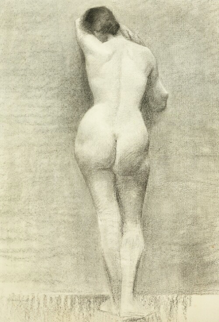 Marie Krøyer, « Modèle féminin de dos », image ©Bruun Rasmussen