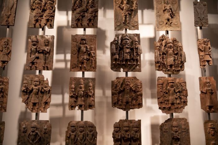 The Benin Bronzes that the British Museum has agreed to loan back to Nigeria. Image: Dan Kitwood/Getty Images