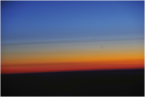 Un coucher de soleil après une éruption volcanique au Chili Image : F. Prata via journals.ametsoc.org