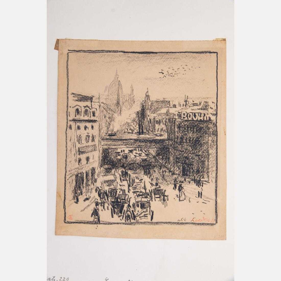 A selection of drawings by Emil Orlik (1870-1932), the Czech-born painter, etcher and lithographer, will include this charcoal on wove paper signed, dated and titled London 1898 (est. $300-$500).