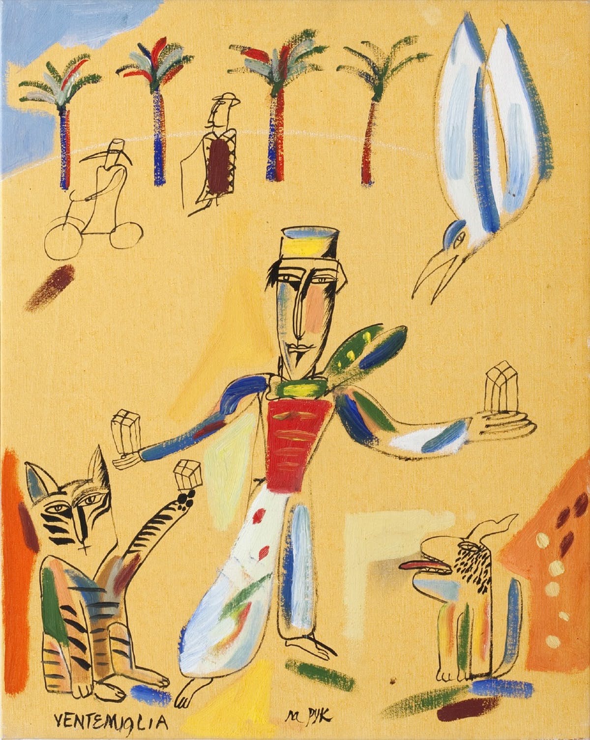 MADELEINE PYK. "Ventemiglia". Óleo sobre lienzo. Firmado.