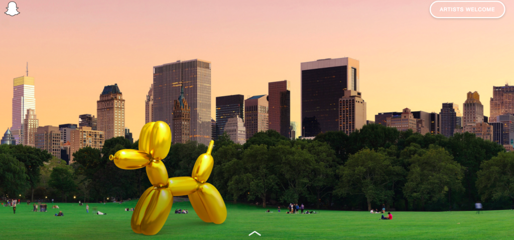 Der "Balloon Dog" von Jeff Koons im Central Park Foto: Courtesy of Snapchat Art
