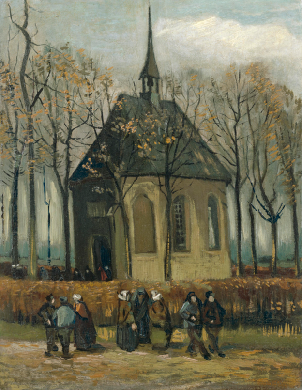 Vincent van Gogh "Sällskap lämnar kyrkan i Nuenen" 1884-85.