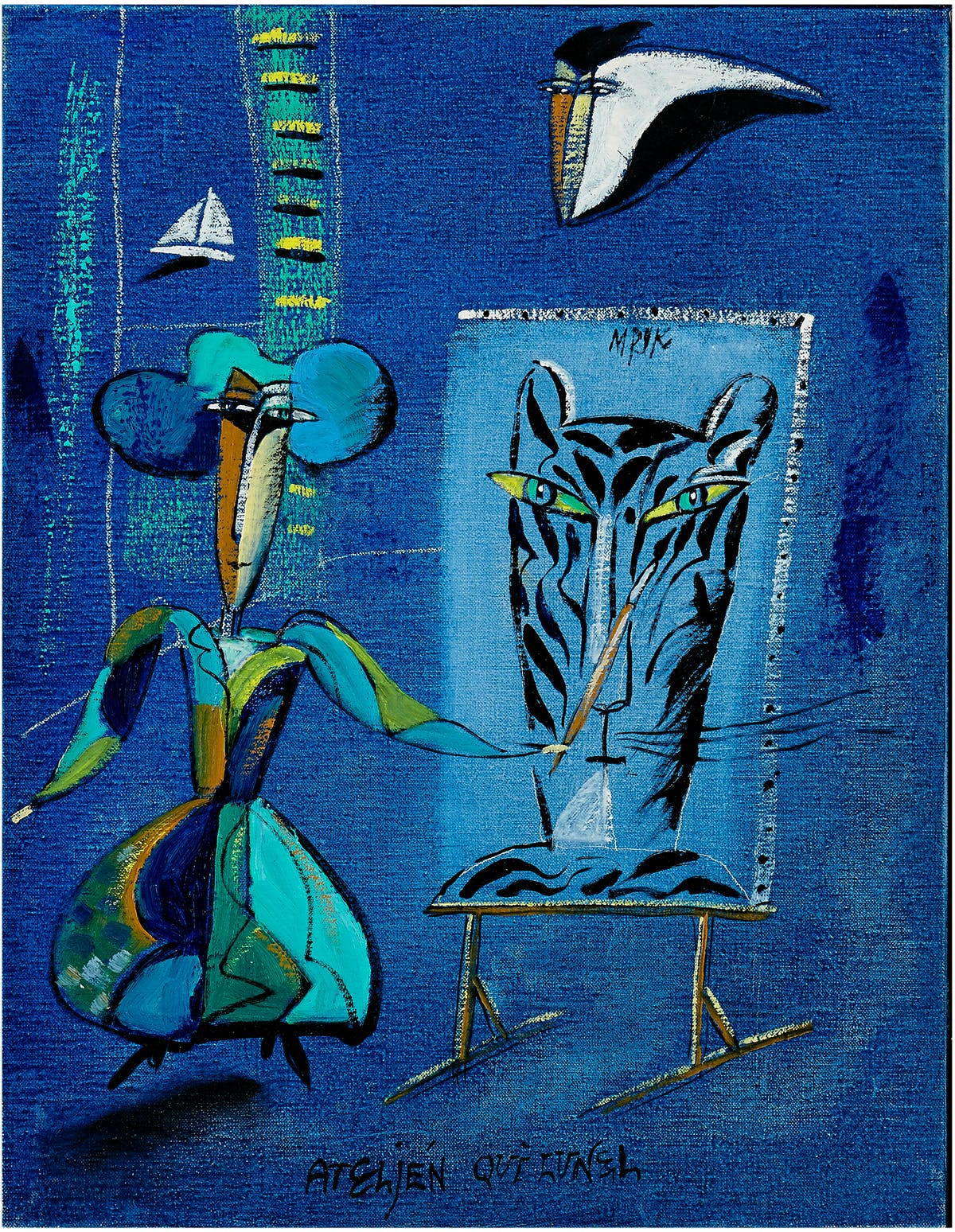 MADELEINE PYK. "Ateljén Qui Lunel". Óleo sobre lienzo. Firmado.