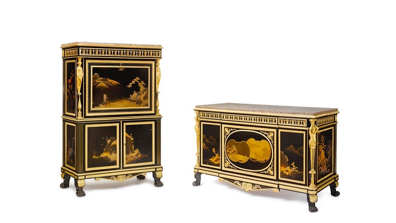 A. Weisweiler / P. P. Thomire, commode laquée et secrétaire, fin du XVIIIe siècle, image ©Sotheby’s