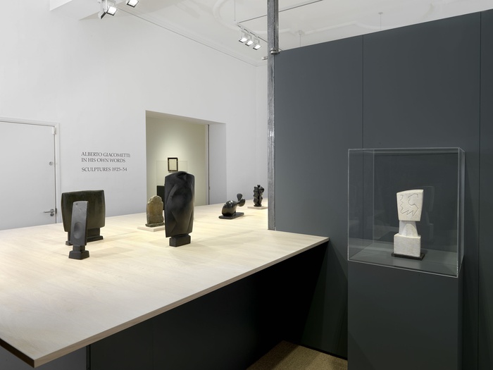 Installation view of Alberto Giacometti: In His Own Words. Sculptures 1925 - 34. © The Estate of Alberto Giacometti (Fondation Giacometti, Paris and ADAGP, Paris), licensed in the UK by ACS and DACS, London 2016.